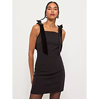Black Velvet Bow Sleeveless Square Neck Mini Dress | George at ASDA