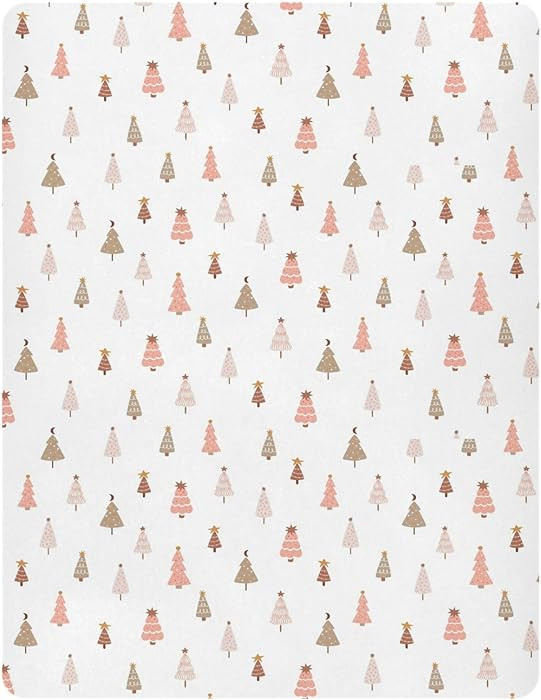 Pfrewn Christmas Crib Sheets for Boys Girls Pastel Christmas Tree Pink Forest Fitted Crib Sheet F... | Amazon (US)