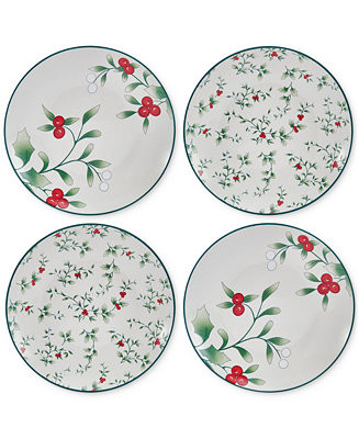 Winterberry Holiday Appetizer Plates, Set of 4 - Macy's | Macy's