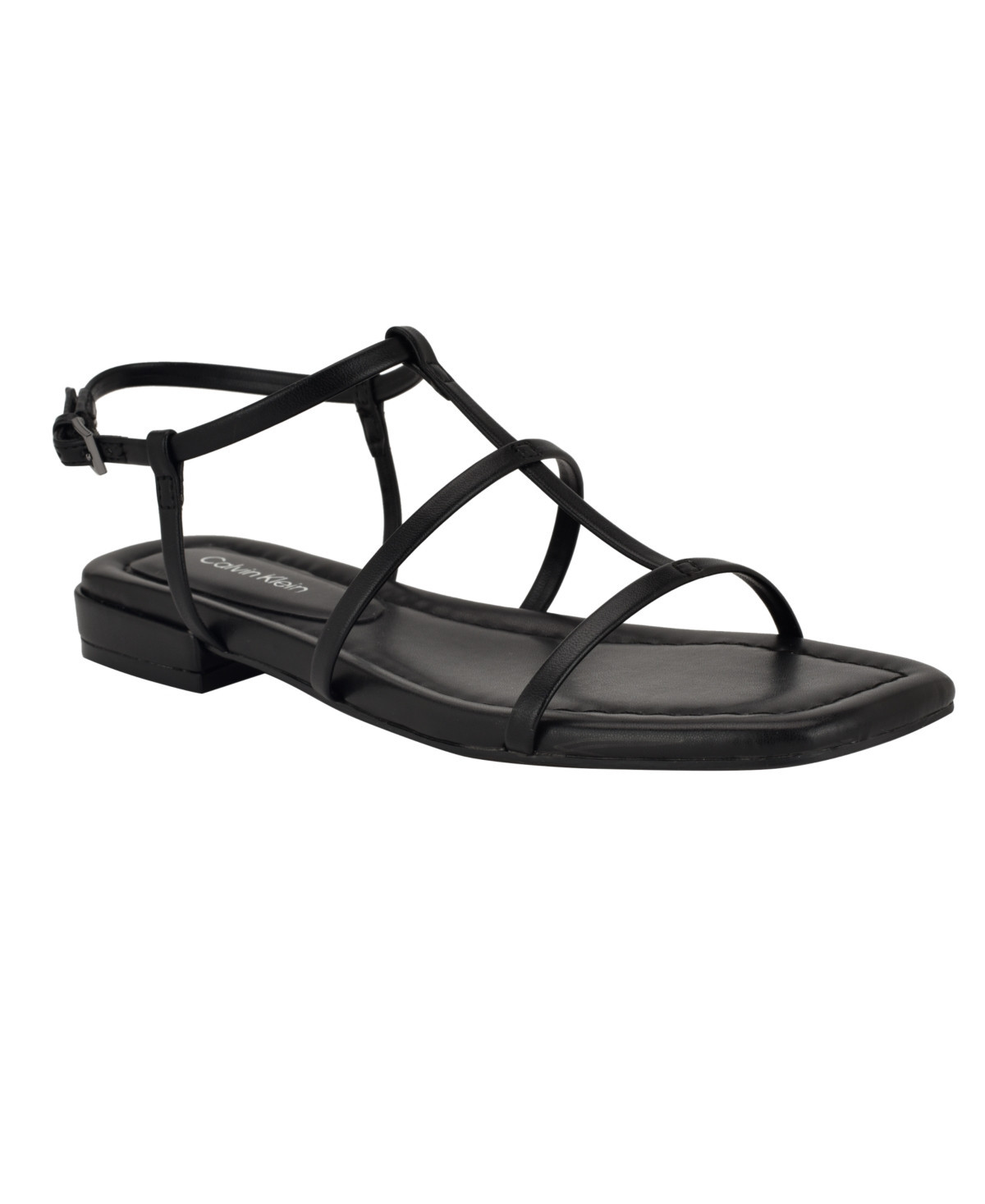 Calvin Klein Women's Sallia Strappy Caged Flat Sandals - Black | Macy's