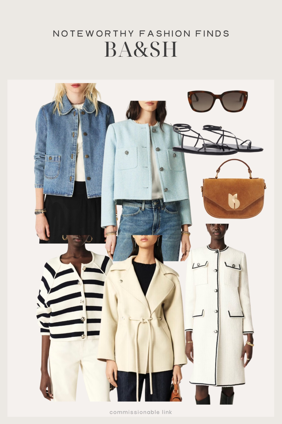 Noteworthy fashion finds from French brand ba&sh:
Lady jacket
Striped cardigan
Denim jacket
Tweed jacket

Spring fashion 

#LTKSeasonal