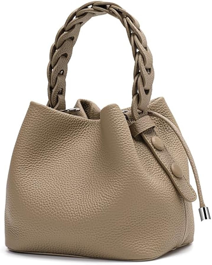 Genuine leather cowhide women's handbag, mini mobile phone cosmetic bucket shoulder/crossbody bag... | Amazon (US)