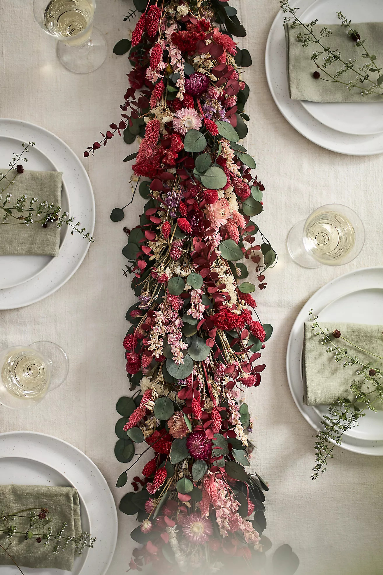 Crimson Blooms Dried Garland | Anthropologie (US)