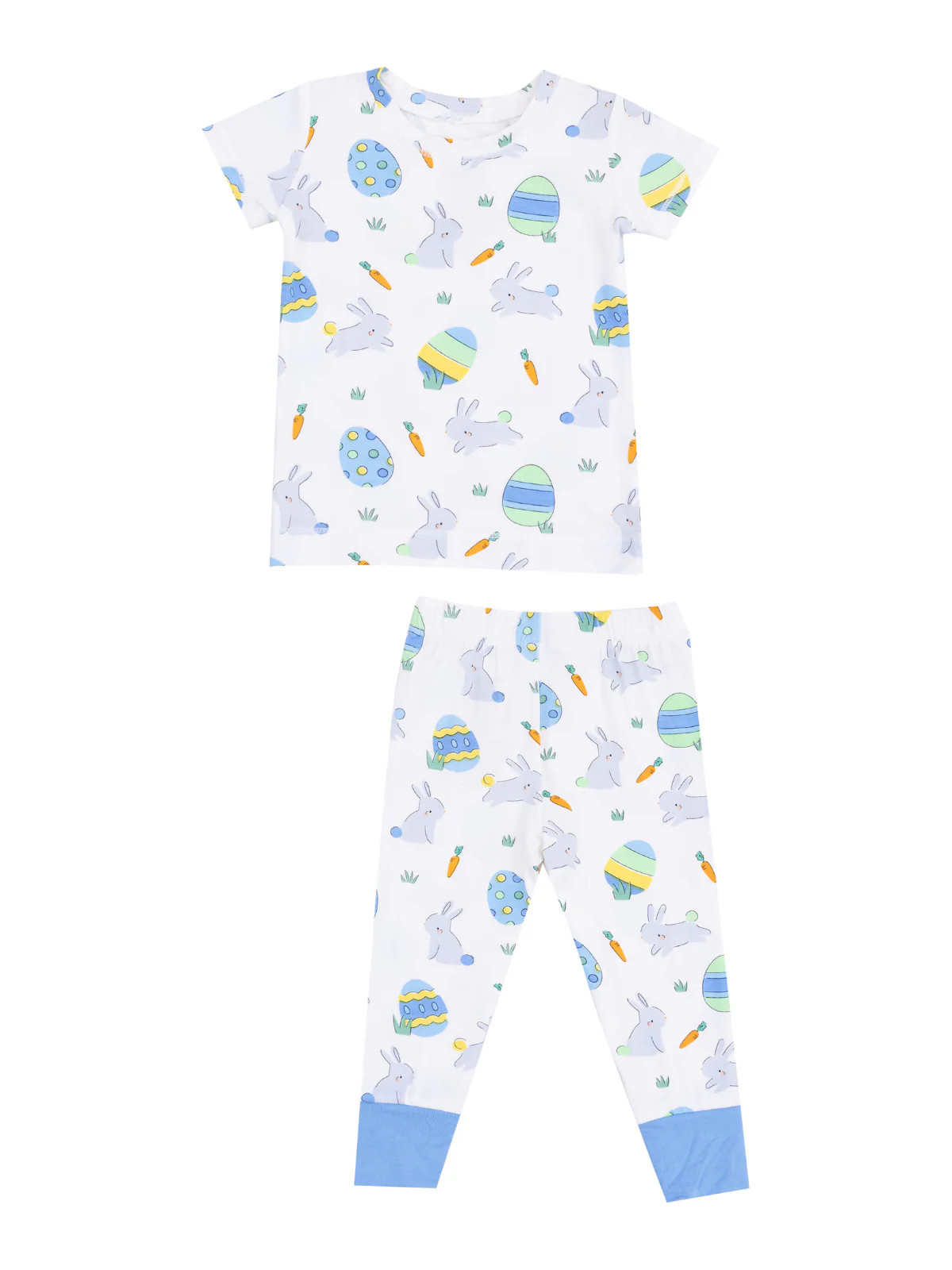 Short Sleeve Loungewear Set, Easter Bunnies Blue | SpearmintLOVE
