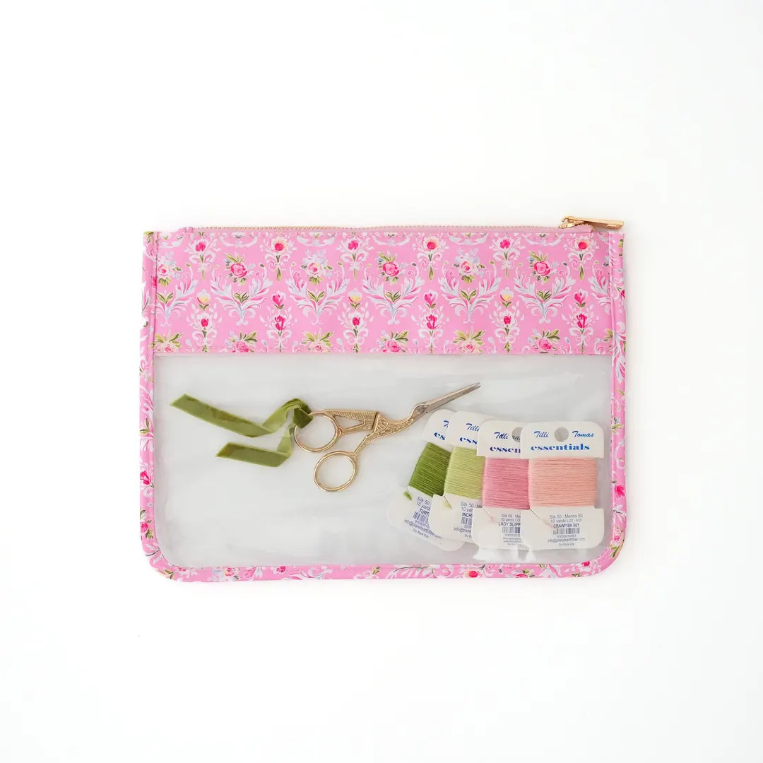 Pink Floral Needlepoint Project Pouch - Etsy | Etsy (US)