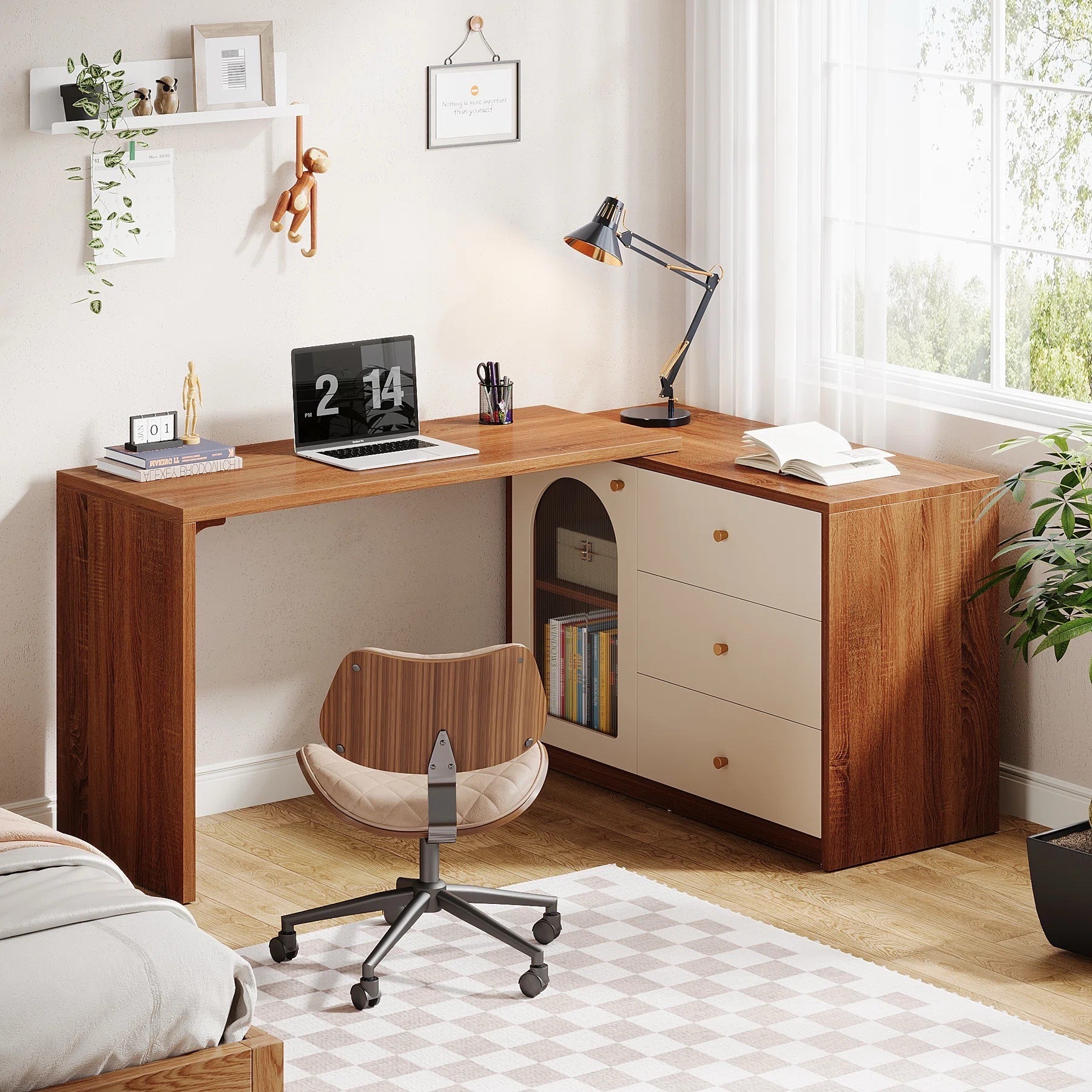 This beautiful L-shaped writing desk is a beautiful addition to apartments or small bedrooms. The Rebacca L-Shaped Computer Desk, Corner Home Office Desk With Drawer Cabinet is ON SALE and under $300.

Keywords: Writing desk, computer desk, home office, home office writing desk, L-shaped writing desk, writing desk with drawers, corner home office, work from home, home refresh, home office refresh



#LTKSaleAlert #LTKSpringSale #LTKHome