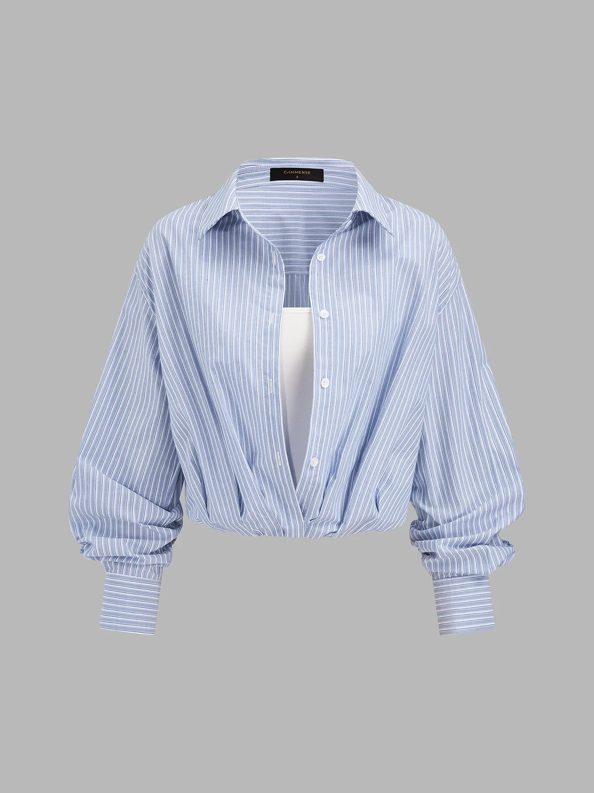 Fake Two Piece Striped Cotton Shirt | Commense