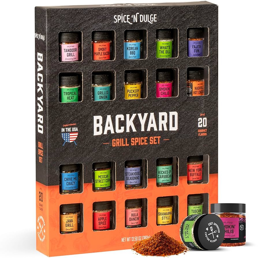 Grilling Spice Set Grill Seasoning Gifts, 20 Unique Spices and Seasonings Jars Gift Set, BBQ Gift... | Amazon (US)