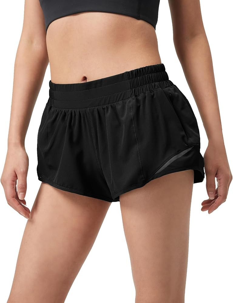 Athletic Shorts for Women,Mesh Lined 2.5" Running Shorts,Quick Dry Active Workout Shorts with Zip... | Amazon (US)