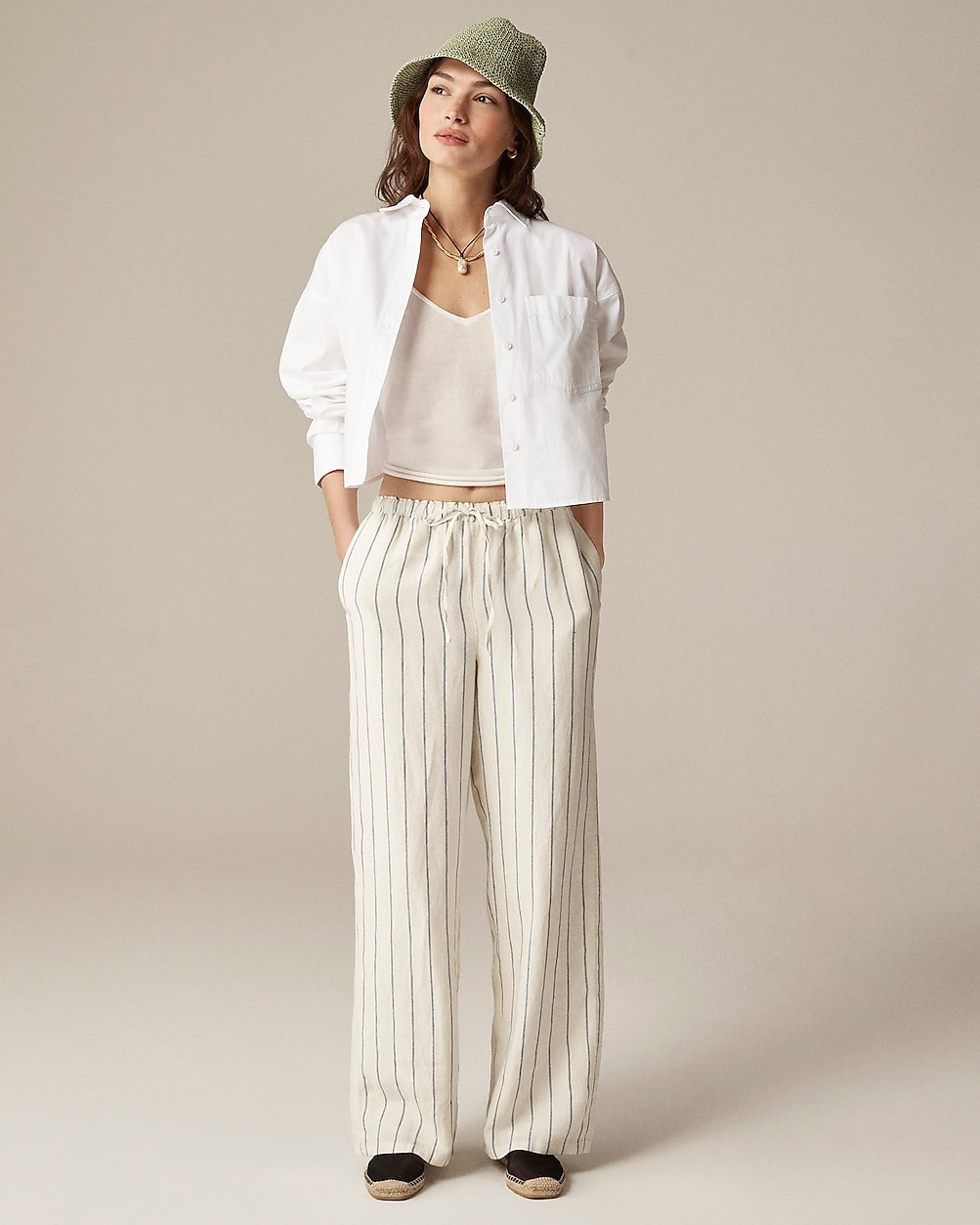 New Soleil pant in striped linen | J. Crew US