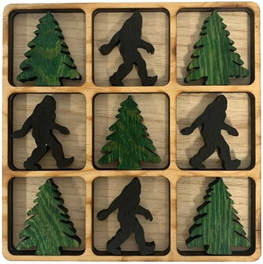 Gadgets Tic Tac Toe 10 Wood Pieces Plus Board Game Pine Trees and Bigfoot | Amazon (US)