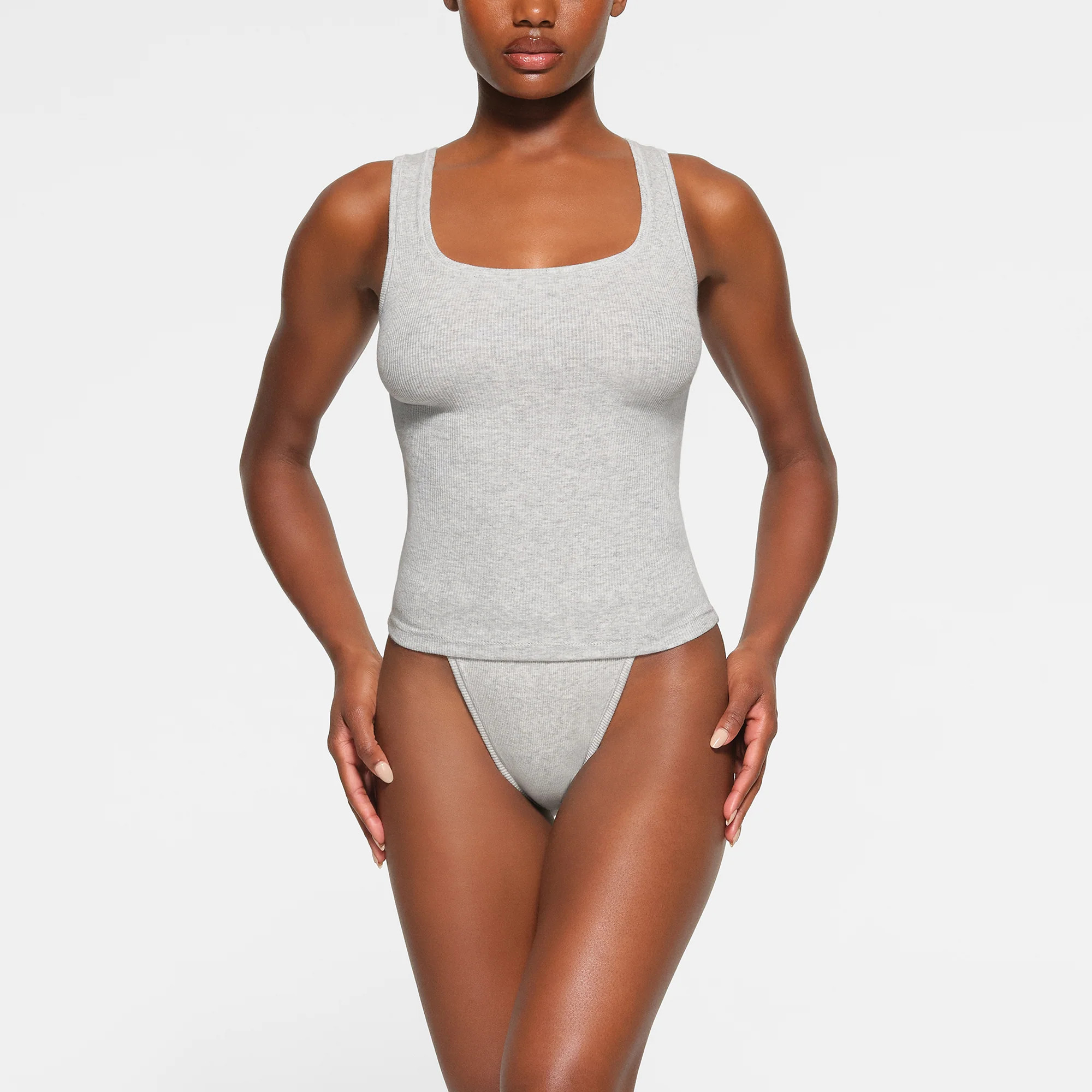 SKIMS Long Tank Top | Grey | 2XL | Cotton Rib | SKIMS (US)