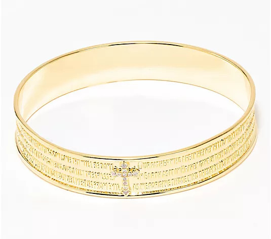 Diamonique Italia Bronze Prayer Cross Bangle Bracelet - QVC.com | QVC