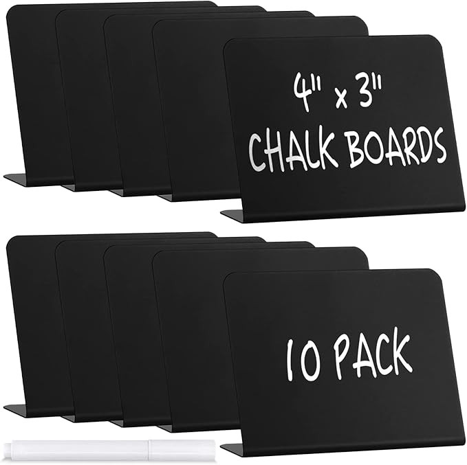 10 Pack Mini Chalkboard Signs, ALOTCHE Tabletop Chalkboard Labels L-Shaped Rustic Buffet Table Si... | Amazon (US)