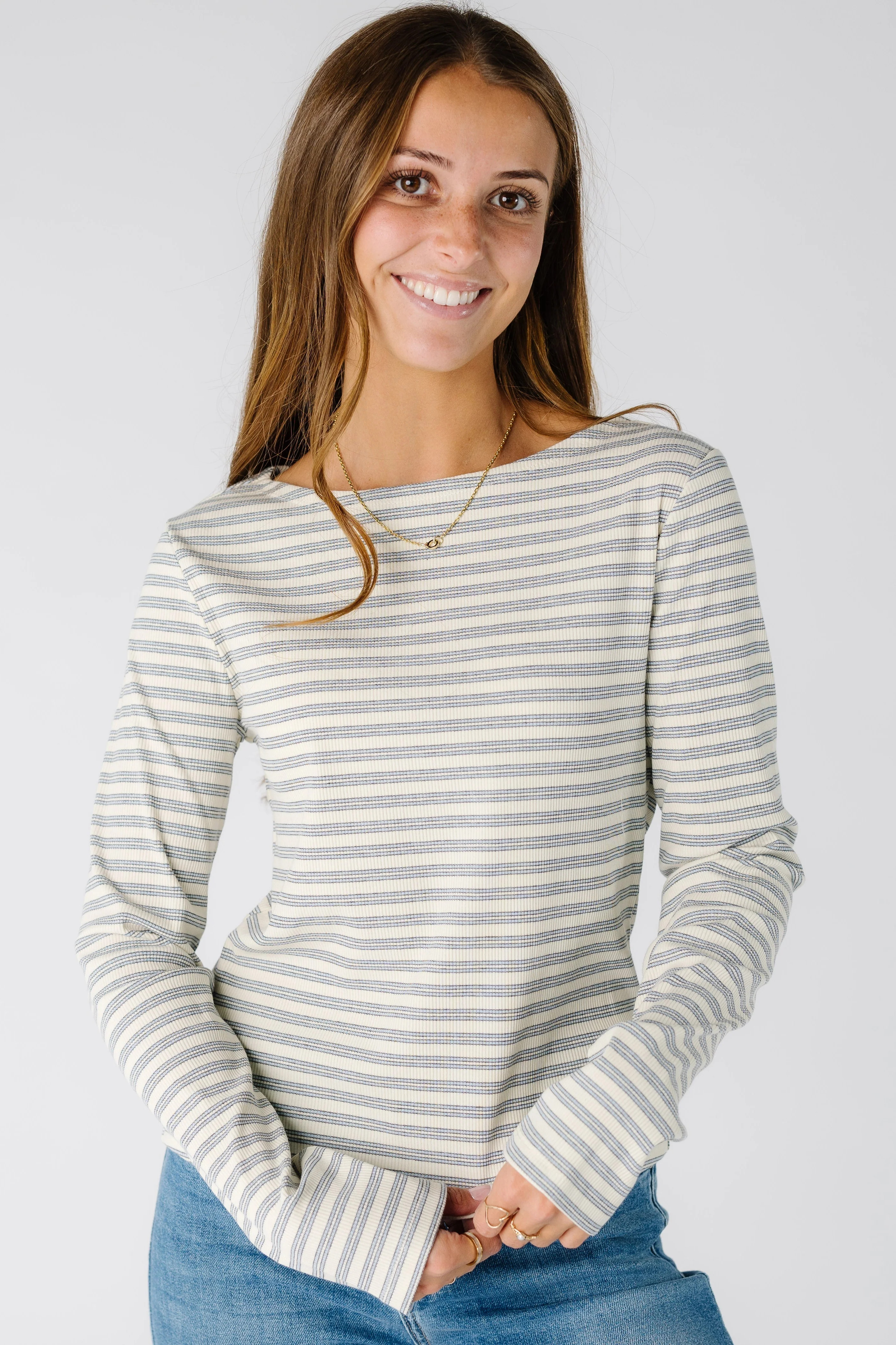 The Jessica Ribbed Long Sleeve Striped Tee | Called To Surf