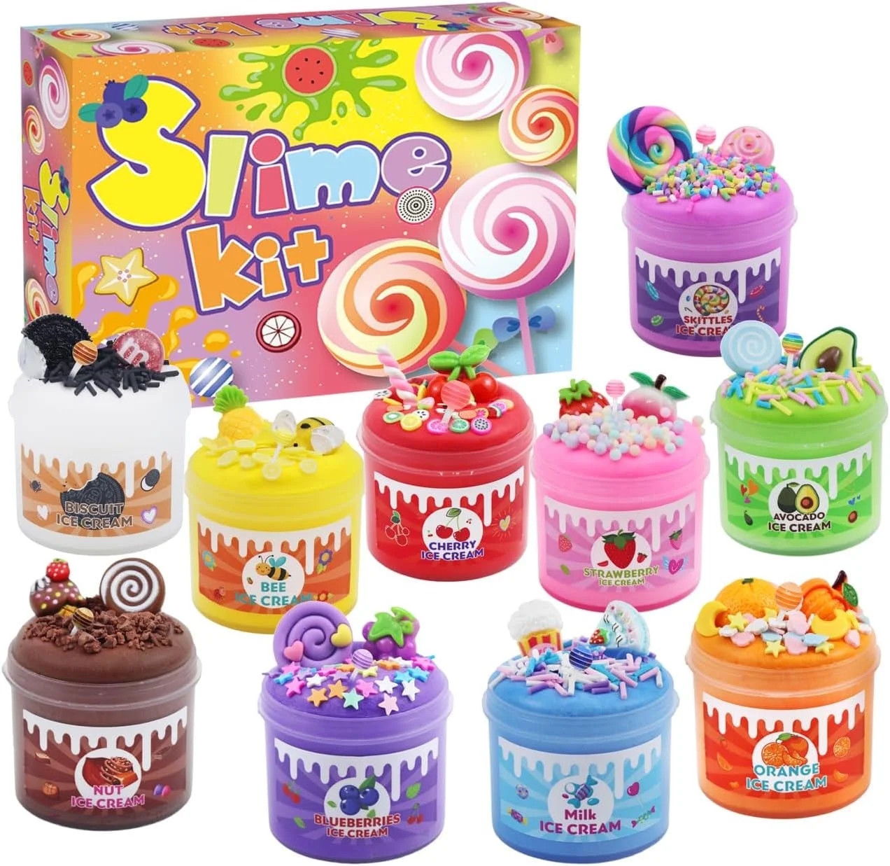 10 Pack Butter Slime Kit, Party Favor Supplies, Super Soft, Non-Sticky, Goody Bag Toy, Prize for ... | Walmart (US)
