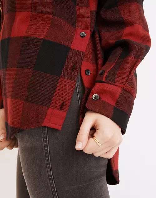 Flannel Side-Button Oversized Ex-Boyfriend Shirt in Buffalo Check | Madewell