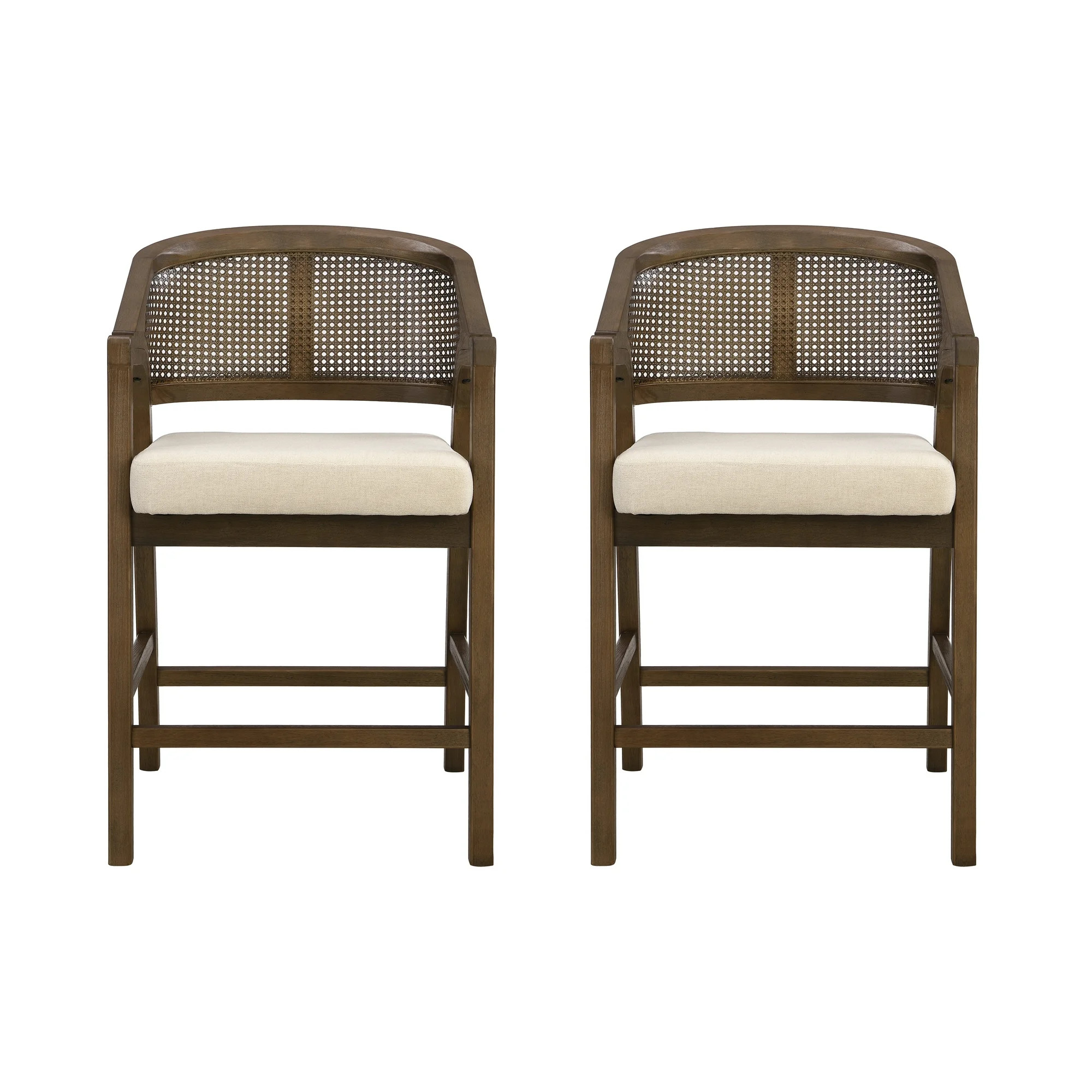 Wooden Frame Counter stool with rattan back-WALNUT-set of 2 | Walmart (CA)