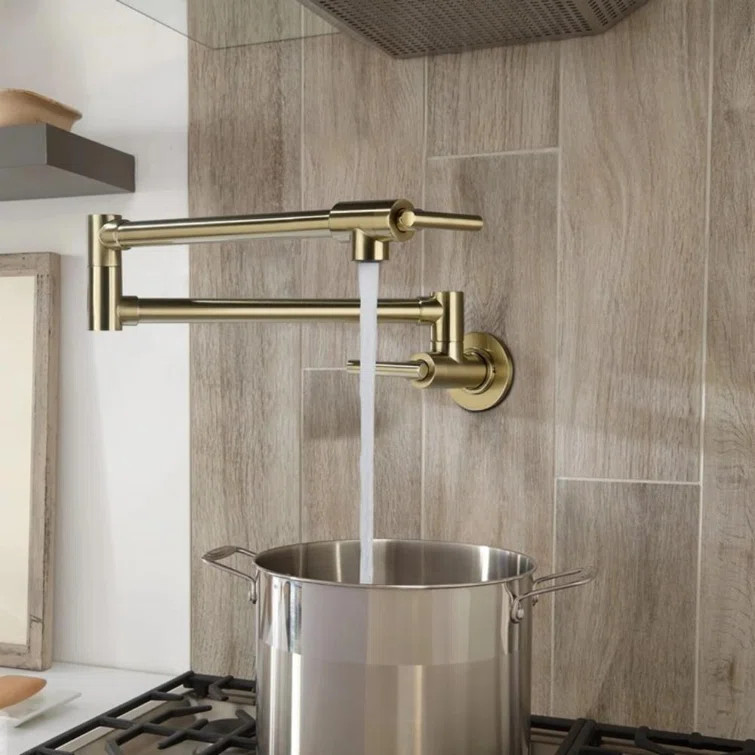 WF2DT846BG 24"Wall Mount Kitchen Sink Pot Filler Faucet Double-Handle, Fingerprint Resistant | Wayfair North America