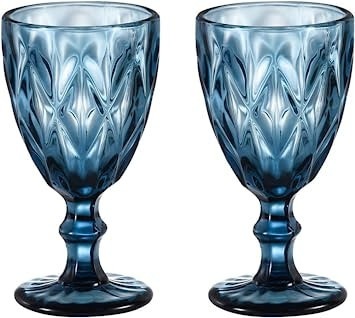 Wine glass, Colored Glass Goblet, 6oz/10oz Vintage Pattern Embossed High Clear Glass Goblets for ... | Amazon (US)