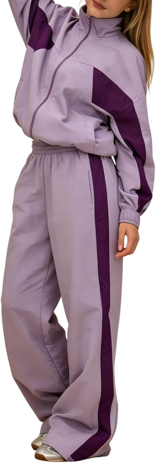 Size 7-16 Years Girls Clothes 2 Piece Zip Up Sweatshirt & Pants Casual Teen Girls Fall Winter Outfit Set | Amazon (US)