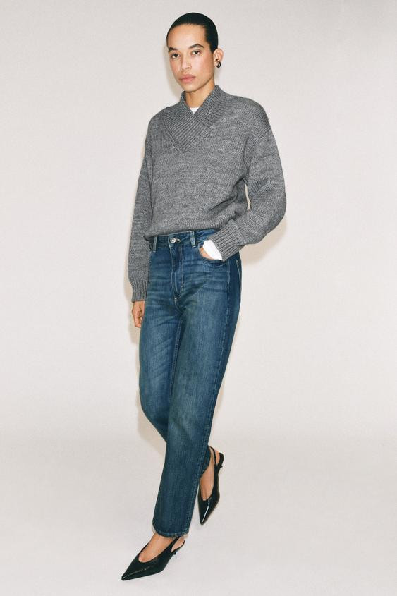Zara - Zw Collection High-Rise Straight-Fit Jeans - Blue - 28 (Us 6) - Woman | Zara US