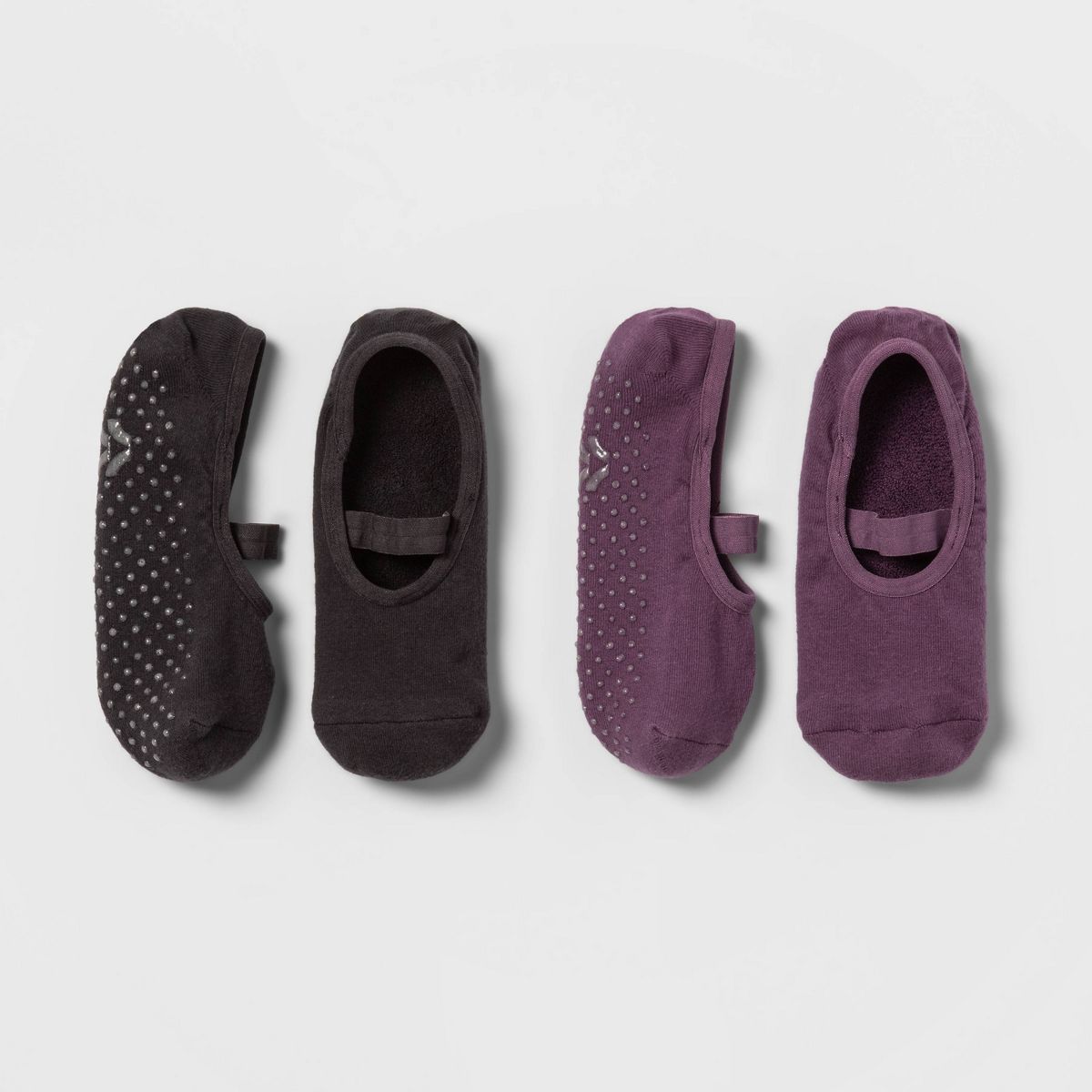 Solid Barre Liner Socks 2pk - Brown/Purple - All In Motion™ | Target