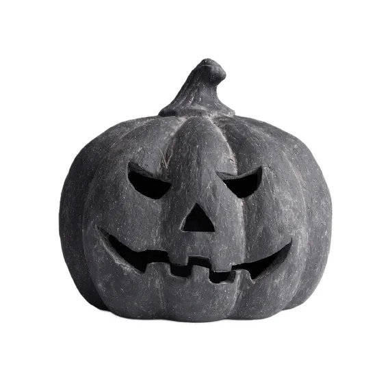 Halloween Decorations Light Up Pumpkin Jack O Lantern, Gray Handmade Resin Pumpkin Lantern with F... | Walmart (US)
