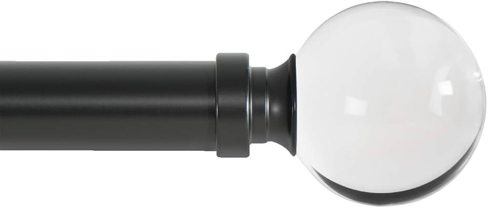 Ivilon Drapery Treatment Window Curtain Rod - Acrylic Ball 1 inch Pole. 120 to 240 Inch. Black | Amazon (US)