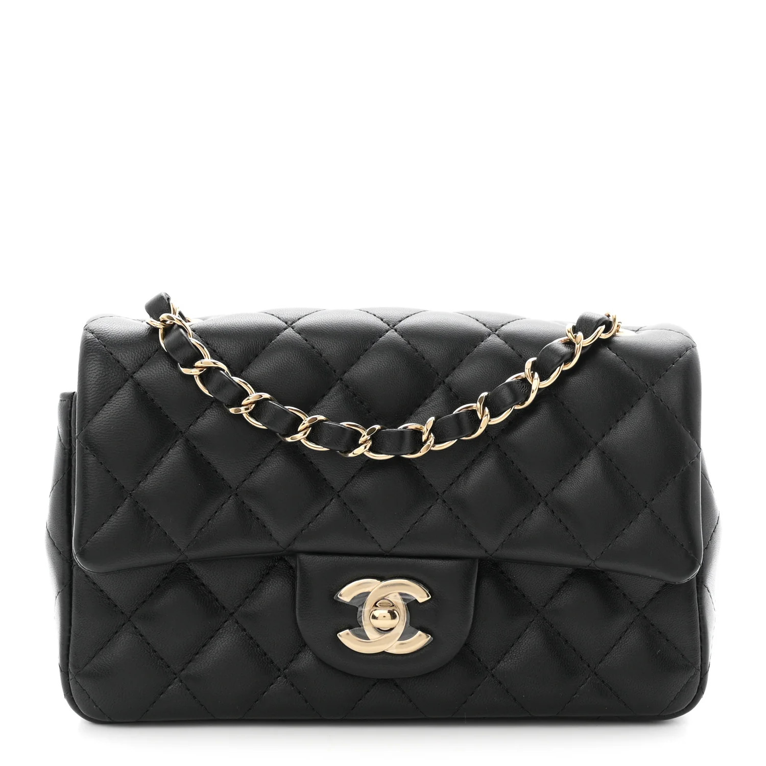 Lambskin Quilted Mini Rectangular Flap Black | FASHIONPHILE (US)