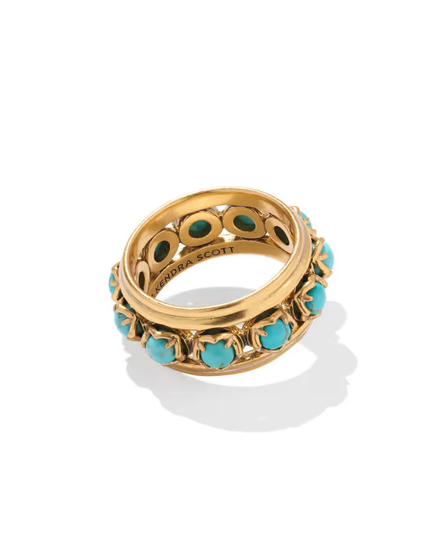 Ida Vintage Gold Band Ring in Variegated Turquoise Magnesite | Kendra Scott
