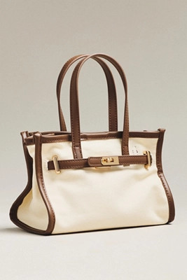 Faux Leather Trim Belted Canvas Mini Tote | Anthropologie (US)