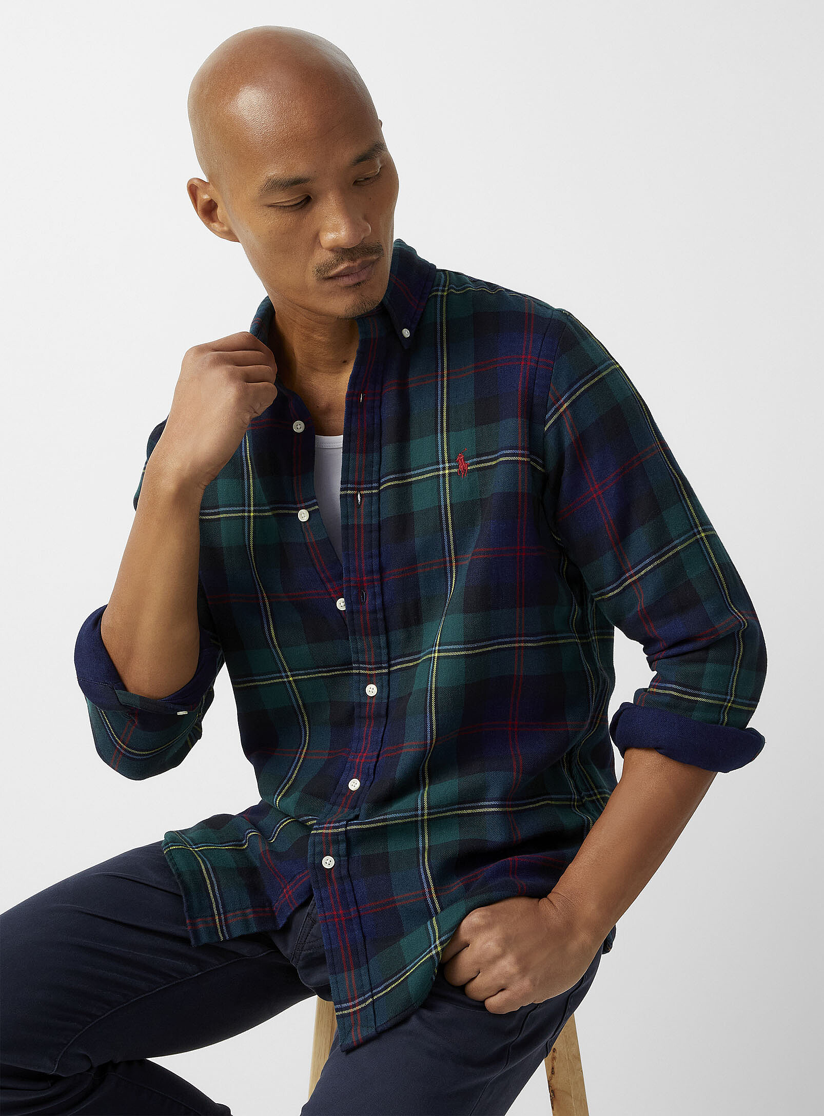 Polo Ralph Lauren - Tartan plaid flannel shirt (Men, Green, MEDIUM) | Simons