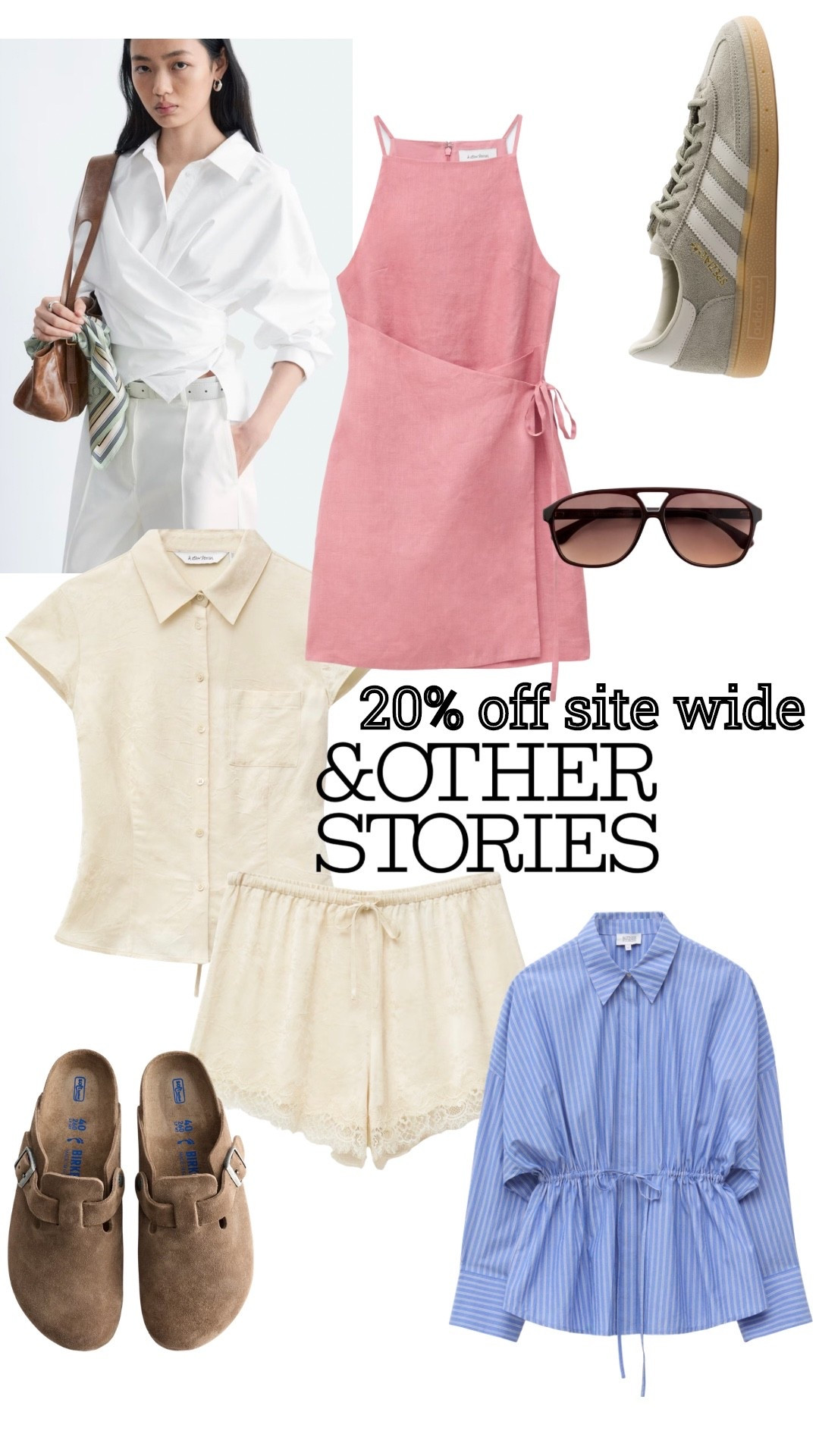 & Other Stories 20% off EVERYTHING❗️This weekend only.
Summer dresses, co-ords, lace shorts, Birkenstock, Adidas Spezial, blouses, work wear, casual chic style #Sale #holidaystyle

#LTKsummer #LTKsale #LTKuk