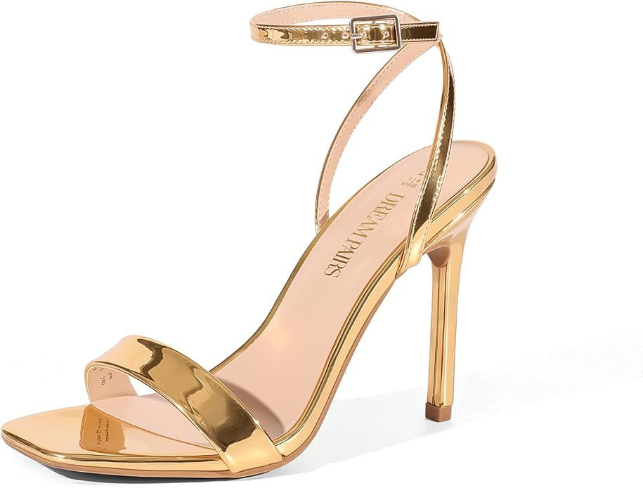 DREAM PAIRS Women’s High Stilettos Open Square Toe Ankle Strap Heels Sexy Comfort Strappy Dress... | Amazon (US)