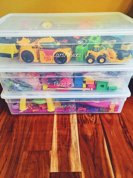 Clear storage containers. Perfect for recycling toys  throughout your playroom  

#LTKhome #LTKfamily #LTKkids