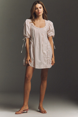 Damson Madder Cotton Meri Puff-Sleeve Mini Dress | Anthropologie (US)