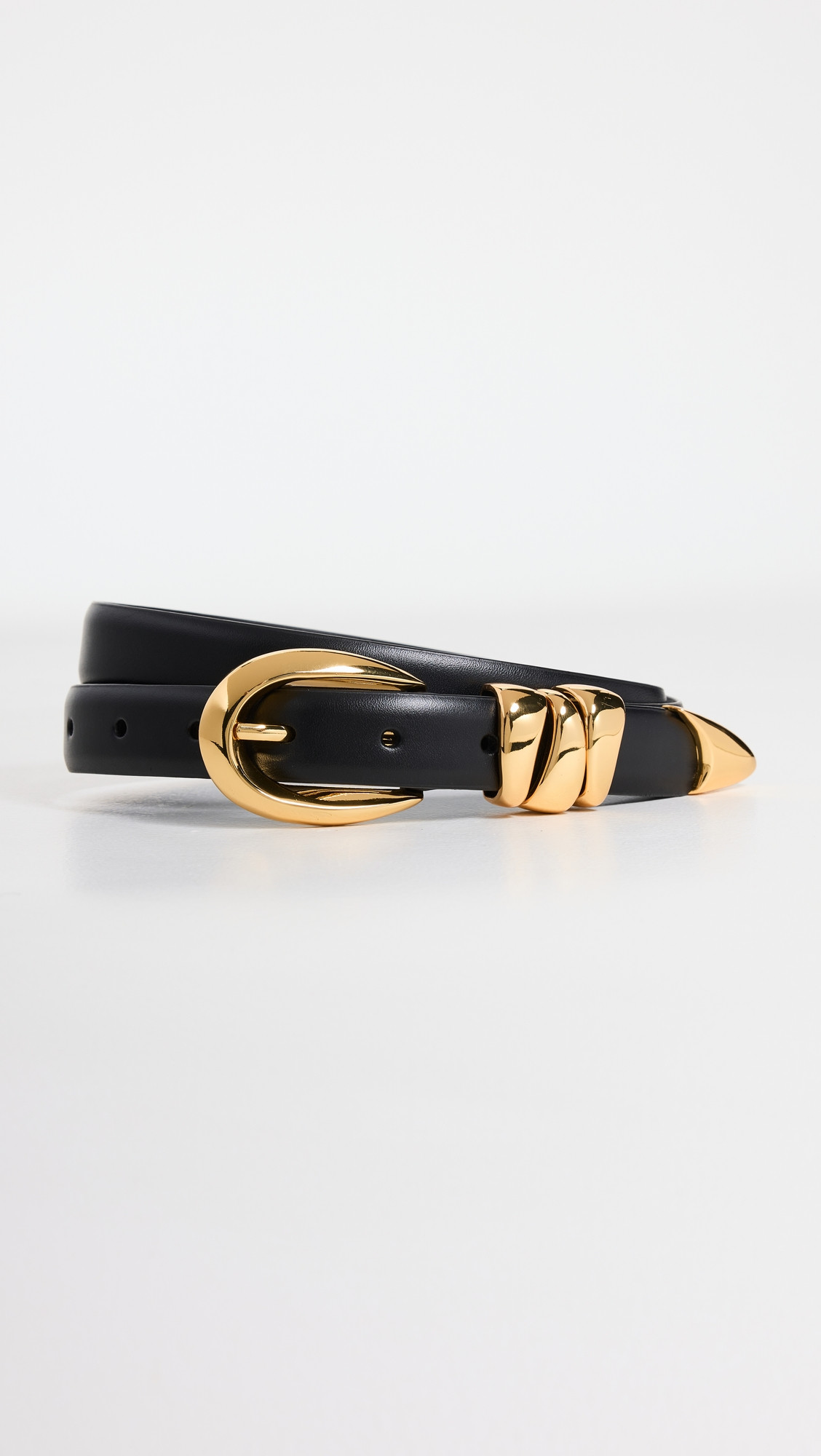 Madewell Triple Metal Keeper Gold Belt True Black with Gold Hardware XS | Shopbop