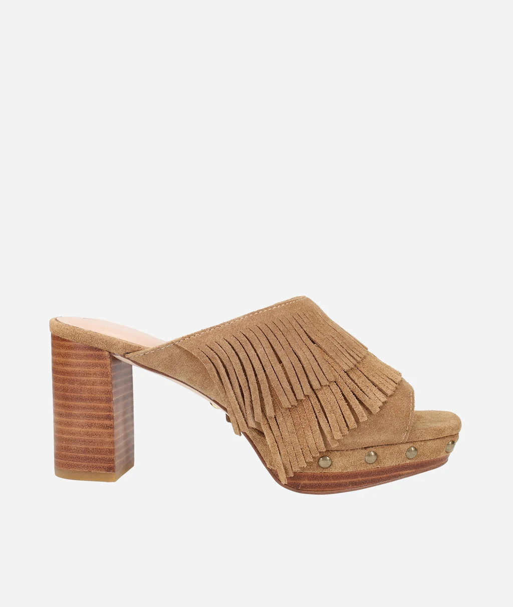 Amani Platform Sandal Caramel Suede | Pelle Moda