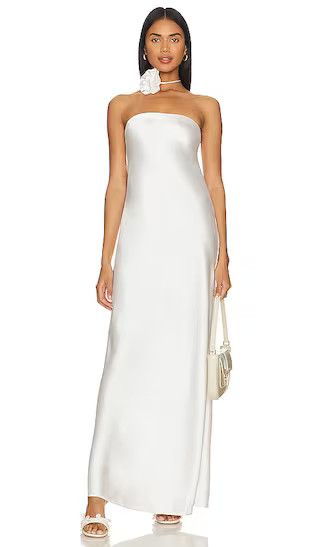 Strapless Silky Maxi Dress in White | Revolve Clothing (Global)