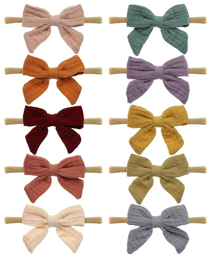 PUCH-KO Baby girl bows headbands for newborn and infant toddler hairbands hair accessories handma... | Amazon (US)