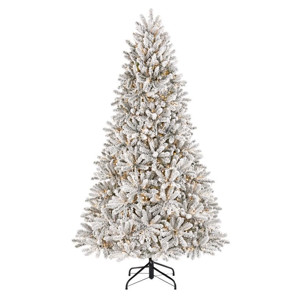 7.5 ft Starry Light Frasier Fir Flocked LED Pre-Lit Artificial Christmas Tree | The Home Depot