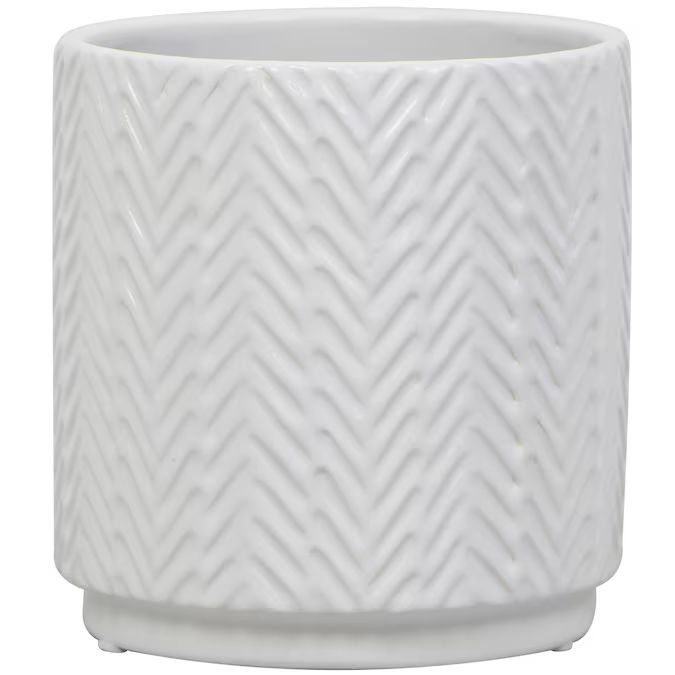 allen + roth 0.53-Quart White Ceramic Planter with Drainage Holes | Lowe's