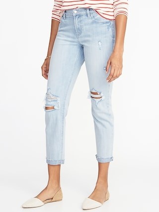 Mid-Rise Boyfriend Straight Distressed Jeans for Women | Old Navy US