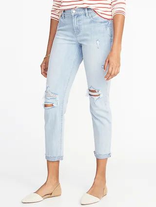 Mid-Rise Boyfriend Straight Distressed Jeans for Women | Old Navy US