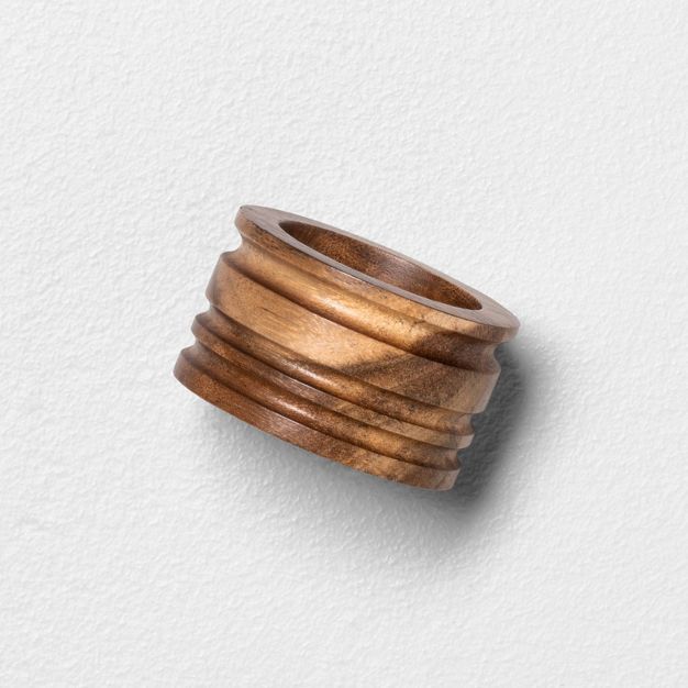 4pc Wooden Napkin Ring Set Brown - Hearth &#38; Hand&#8482; with Magnolia | Target