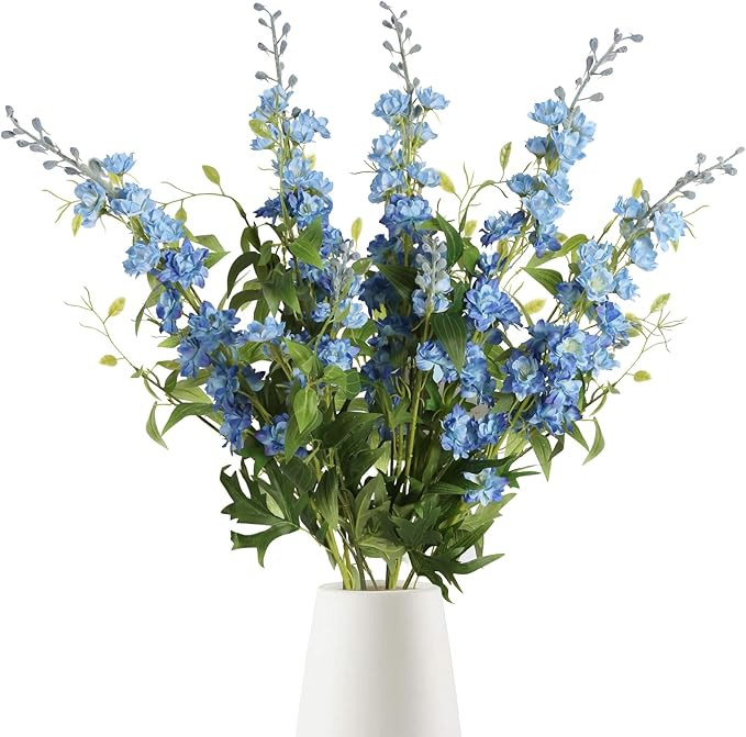 IPOPU Blue Silk Flowers - 9PCS Artificial Flowers Combo: Blue Delphinium, Clematis Greenery, 33.5... | Amazon (US)