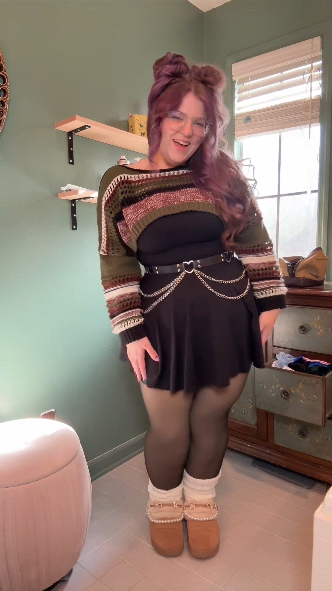 The tights and the dress are both in my TikTok showcase 🖤🖤 