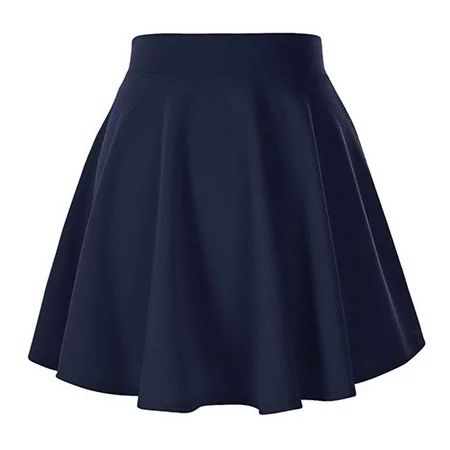 Women s Solid Color Basic Versatile Stretchy Flared Casual Pleats Mini Skirt Navy S | Walmart (US)