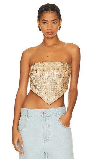 Camila Coelho Mirabel Top in Metallic Gold. - size M | Revolve Clothing (Global)